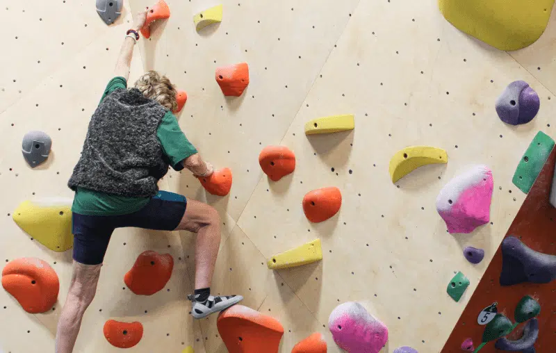 Man climbing on the wall