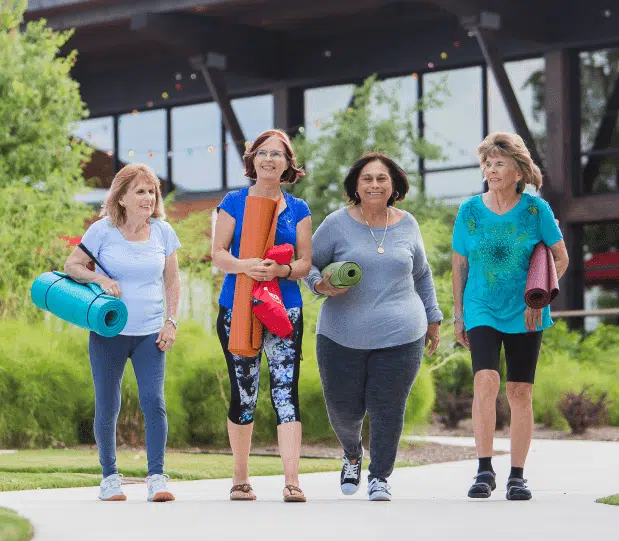 Residents going towards fitness center at KT